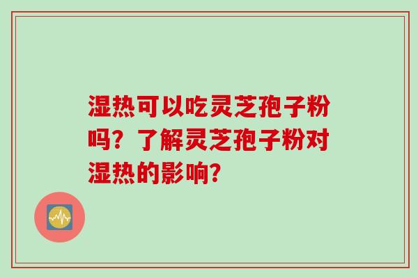 湿热可以吃灵芝孢子粉吗？了解灵芝孢子粉对湿热的影响？