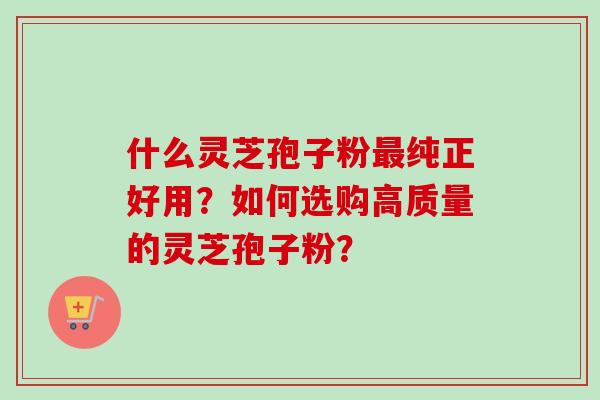 什么灵芝孢子粉纯正好用？如何选购高质量的灵芝孢子粉？