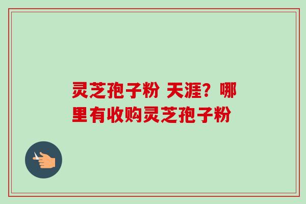 灵芝孢子粉 天涯？哪里有收购灵芝孢子粉