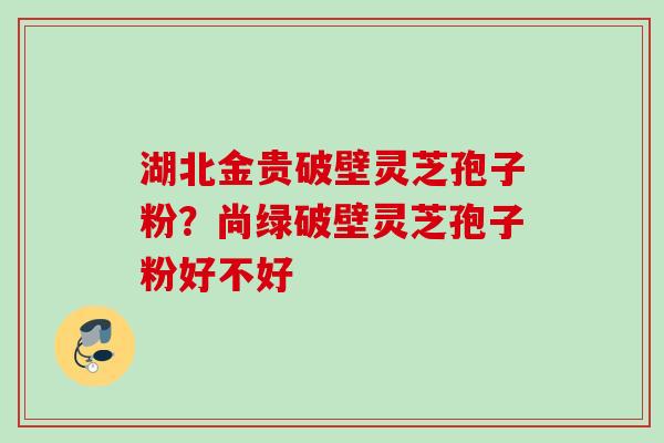 湖北金贵破壁灵芝孢子粉？尚绿破壁灵芝孢子粉好不好