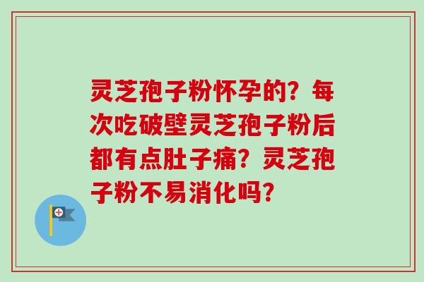 灵芝孢子粉怀孕的？每次吃破壁灵芝孢子粉后都有点肚子痛？灵芝孢子粉不易消化吗？