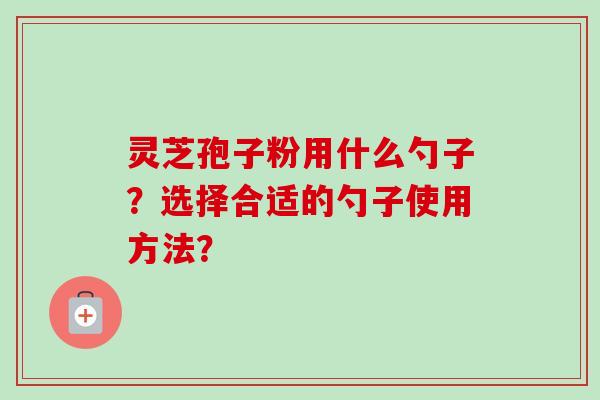 灵芝孢子粉用什么勺子？选择合适的勺子使用方法？
