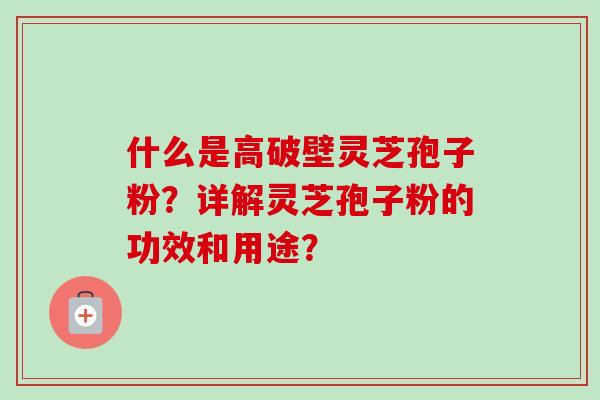 什么是高破壁灵芝孢子粉？详解灵芝孢子粉的功效和用途？