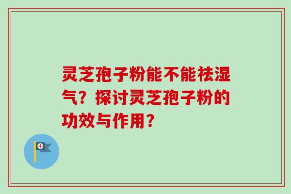 灵芝孢子粉能不能祛湿气？探讨灵芝孢子粉的功效与作用？