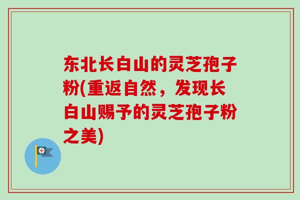 东北长白山的灵芝孢子粉(重返自然，发现长白山赐予的灵芝孢子粉之美)