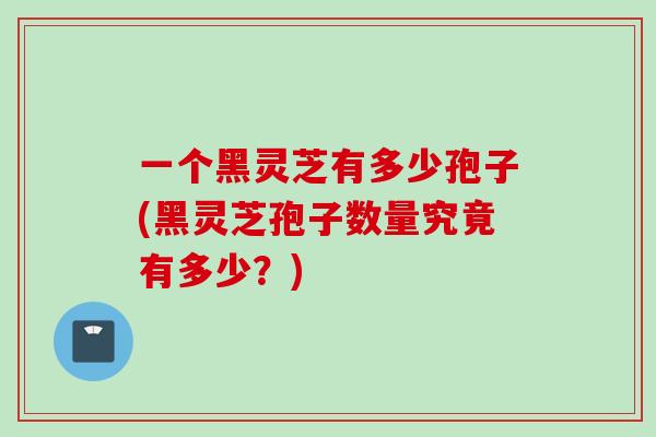 一个黑灵芝有多少孢子(黑灵芝孢子数量究竟有多少？)