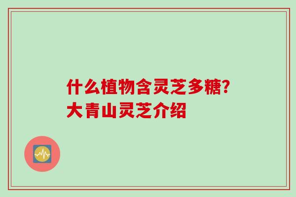 什么植物含灵芝多糖？大青山灵芝介绍
