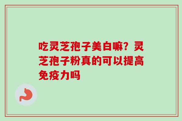 吃灵芝孢子美白嘛？灵芝孢子粉真的可以提高免疫力吗