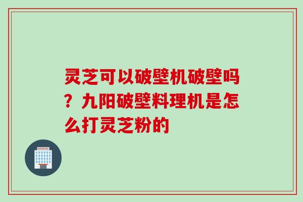灵芝可以破壁机破壁吗?九阳破壁料理机是怎么打灵芝粉的