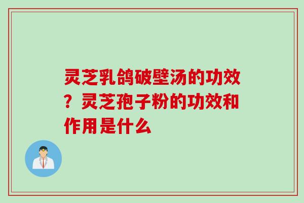 灵芝乳鸽破壁汤的功效？灵芝孢子粉的功效和作用是什么