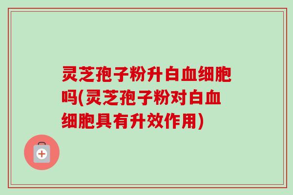灵芝孢子粉升白血细胞吗(灵芝孢子粉对白血细胞具有升效作用)