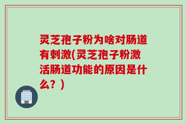 灵芝孢子粉为啥对肠道有刺激(灵芝孢子粉激活肠道功能的原因是什么？)
