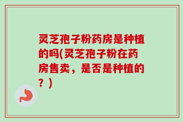 灵芝孢子粉药房是种植的吗(灵芝孢子粉在药房售卖，是否是种植的？)