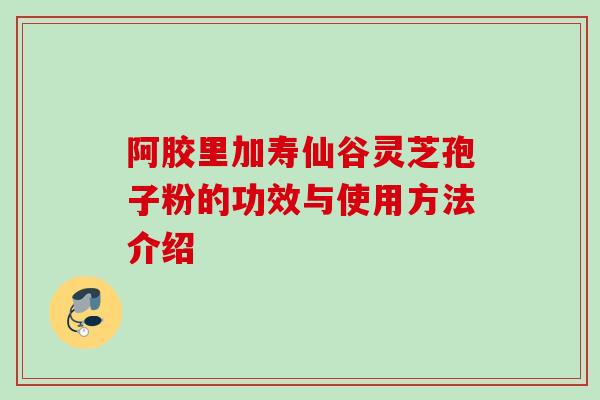 阿胶里加寿仙谷灵芝孢子粉的功效与使用方法介绍