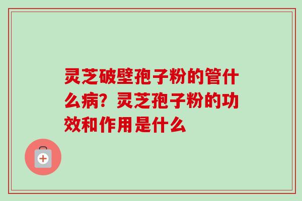 灵芝破壁孢子粉的管什么？灵芝孢子粉的功效和作用是什么