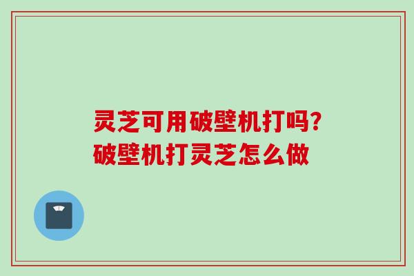 灵芝可用破壁机打吗？破壁机打灵芝怎么做