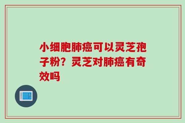 小细胞可以灵芝孢子粉？灵芝对有奇效吗