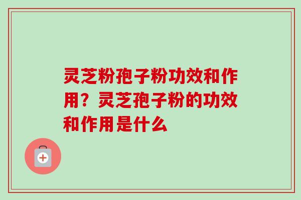 灵芝粉孢子粉功效和作用？灵芝孢子粉的功效和作用是什么