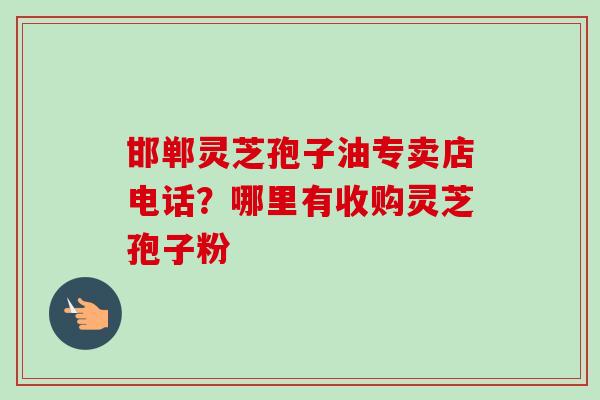 邯郸灵芝孢子油专卖店电话？哪里有收购灵芝孢子粉