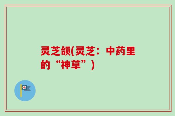 灵芝颌(灵芝：中药里的“神草”)