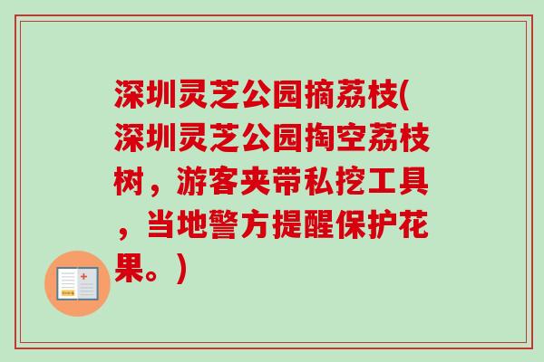 深圳灵芝公园摘荔枝(深圳灵芝公园掏空荔枝树，游客夹带私挖工具，当地警方提醒保护花果。)