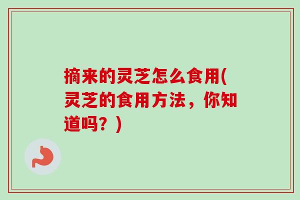 摘来的灵芝怎么食用(灵芝的食用方法，你知道吗？)