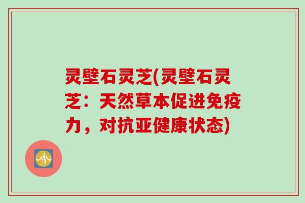 灵壁石灵芝(灵壁石灵芝：天然草本促进免疫力，对抗状态)