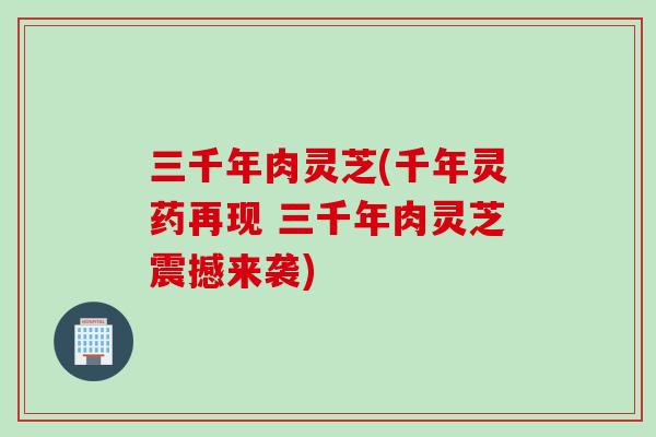 三千年肉灵芝(千年灵药再现 三千年肉灵芝震撼来袭)