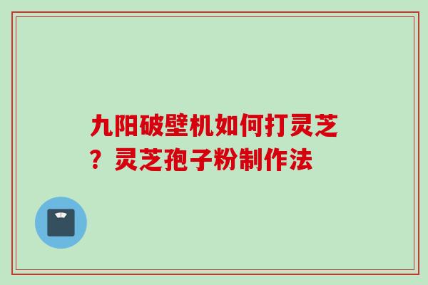 九阳破壁机如何打灵芝？灵芝孢子粉制作法