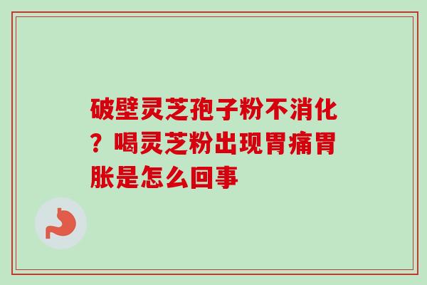 破壁灵芝孢子粉不消化？喝灵芝粉出现胃痛胃胀是怎么回事