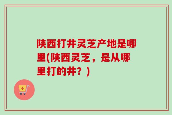 陕西打井灵芝产地是哪里(陕西灵芝，是从哪里打的井？)