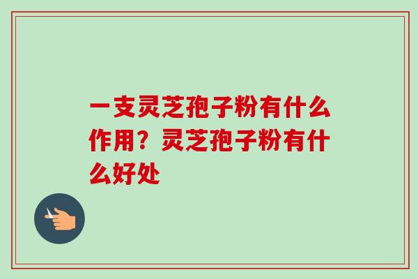 一支灵芝孢子粉有什么作用？灵芝孢子粉有什么好处