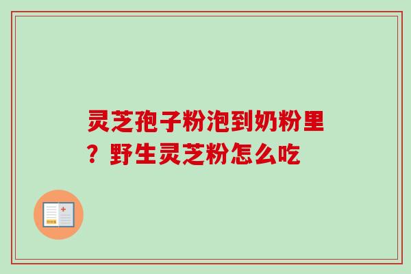 灵芝孢子粉泡到奶粉里？野生灵芝粉怎么吃