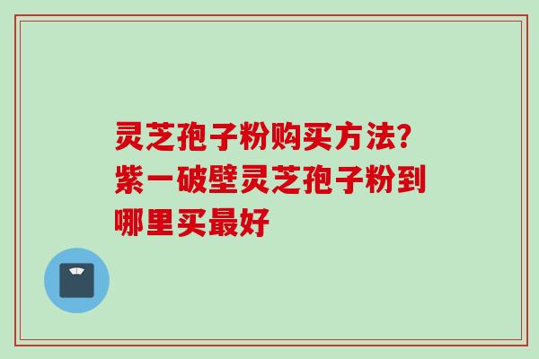 灵芝孢子粉购买方法？紫一破壁灵芝孢子粉到哪里买好