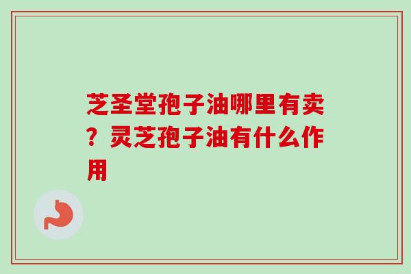 芝圣堂孢子油哪里有卖？灵芝孢子油有什么作用