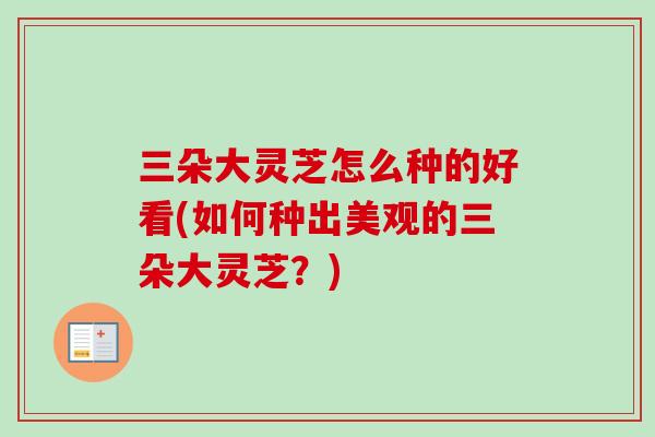 三朵大灵芝怎么种的好看(如何种出美观的三朵大灵芝？)