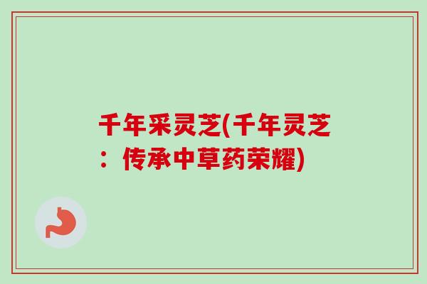 千年采灵芝(千年灵芝：传承中草药荣耀)