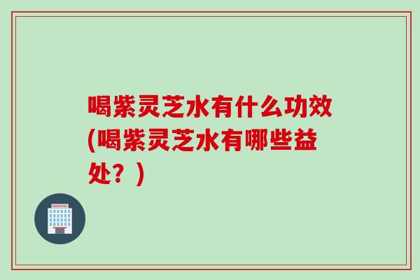 喝紫灵芝水有什么功效(喝紫灵芝水有哪些益处？)