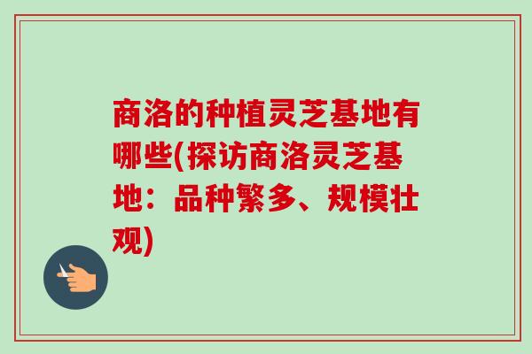 商洛的种植灵芝基地有哪些(探访商洛灵芝基地：品种繁多、规模壮观)