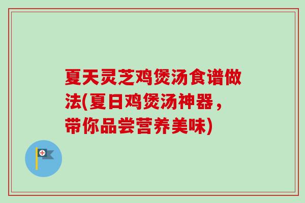 夏天灵芝鸡煲汤食谱做法(夏日鸡煲汤神器，带你品尝营养美味)