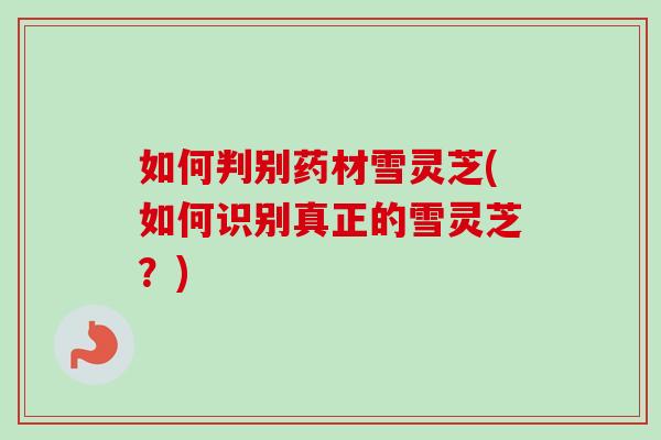 如何判别药材雪灵芝(如何识别真正的雪灵芝？)