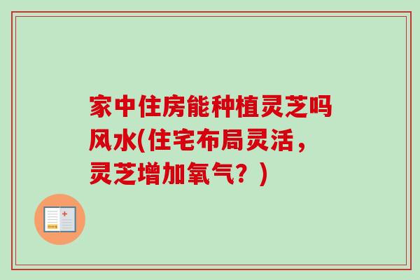 家中住房能种植灵芝吗风水(住宅布局灵活，灵芝增加氧气？)