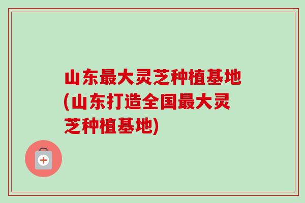 山东大灵芝种植基地(山东打造全国大灵芝种植基地)