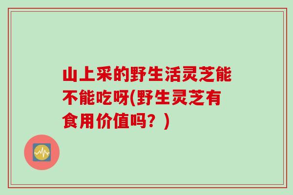 山上采的野生活灵芝能不能吃呀(野生灵芝有食用价值吗？)