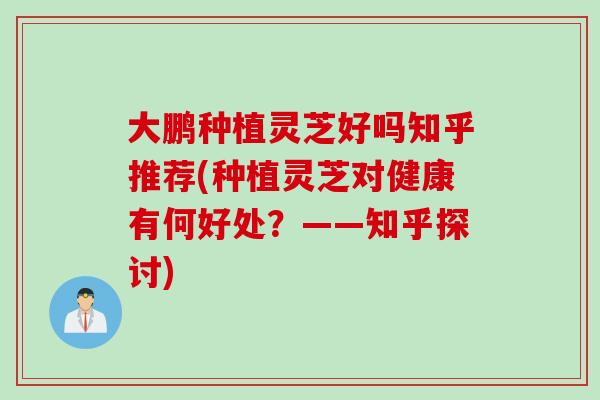 大鹏种植灵芝好吗知乎推荐(种植灵芝对健康有何好处？——知乎探讨)