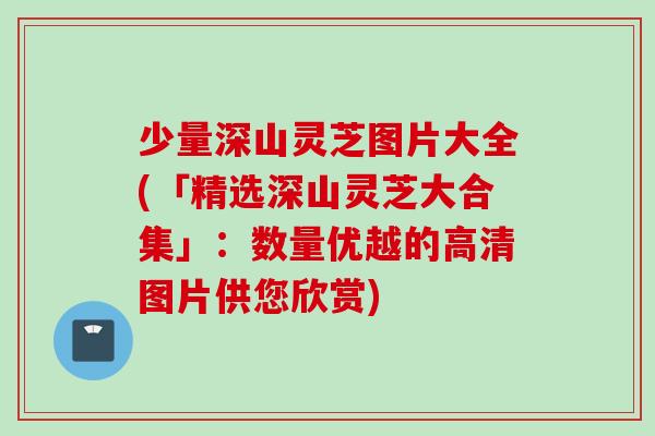 少量深山灵芝图片大全(「精选深山灵芝大合集」：数量优越的高清图片供您欣赏)