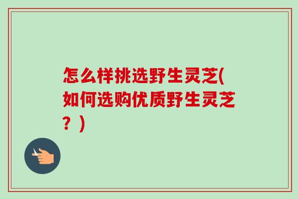 怎么样挑选野生灵芝(如何选购优质野生灵芝？)