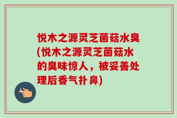 悦木之源灵芝菌菇水臭(悦木之源灵芝菌菇水的臭味惊人，被妥善处理后香气扑鼻)