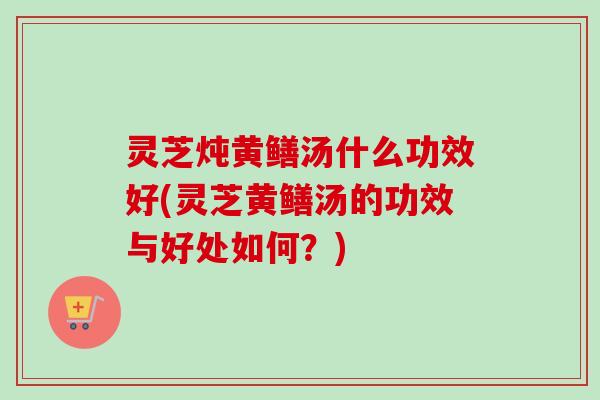 灵芝炖黄鳝汤什么功效好(灵芝黄鳝汤的功效与好处如何？)