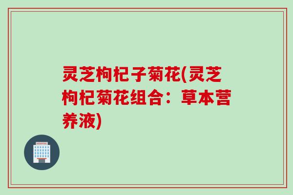 灵芝枸杞子菊花(灵芝枸杞菊花组合：草本营养液)